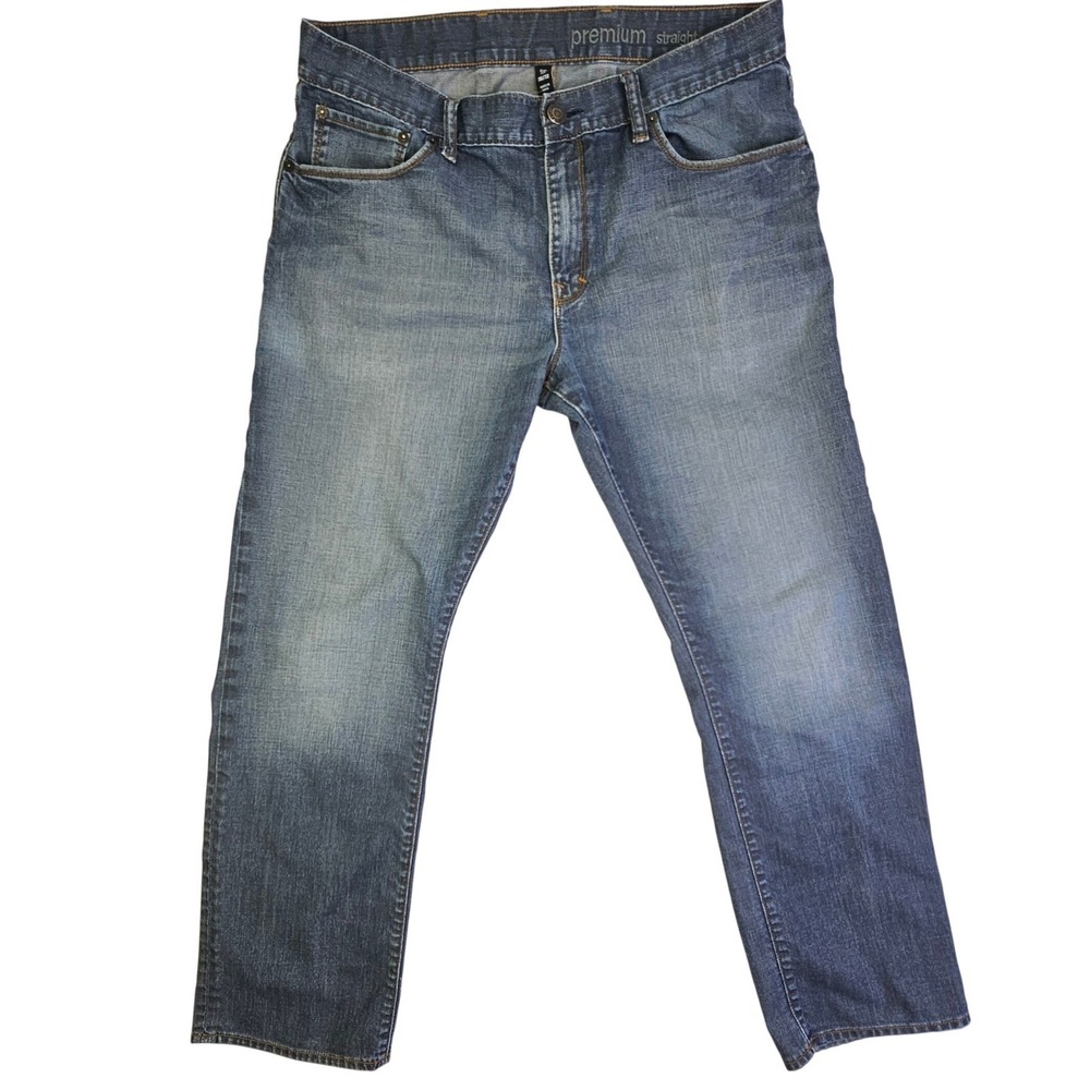 Gap Premium Straight Mens Blue Denim Jeans Medium Wash 100% Cotton 36x32